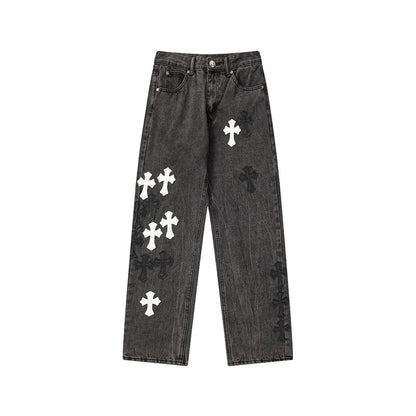 Chrome Hearts Distressed Denim Jeans | Stretch Tapered Fit