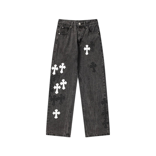 Chrome Hearts Distressed Denim Jeans | Stretch Tapered Fit