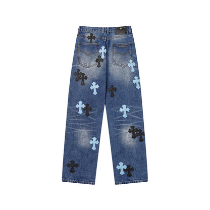 Chrome Hearts Distressed Denim Jeans | Stretch Tapered Fit