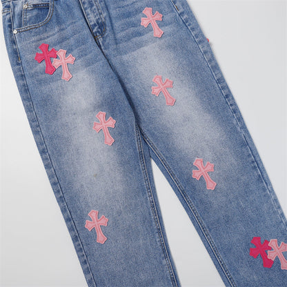 Chrome Hearts Distressed Denim Jeans | Stretch Tapered Fit