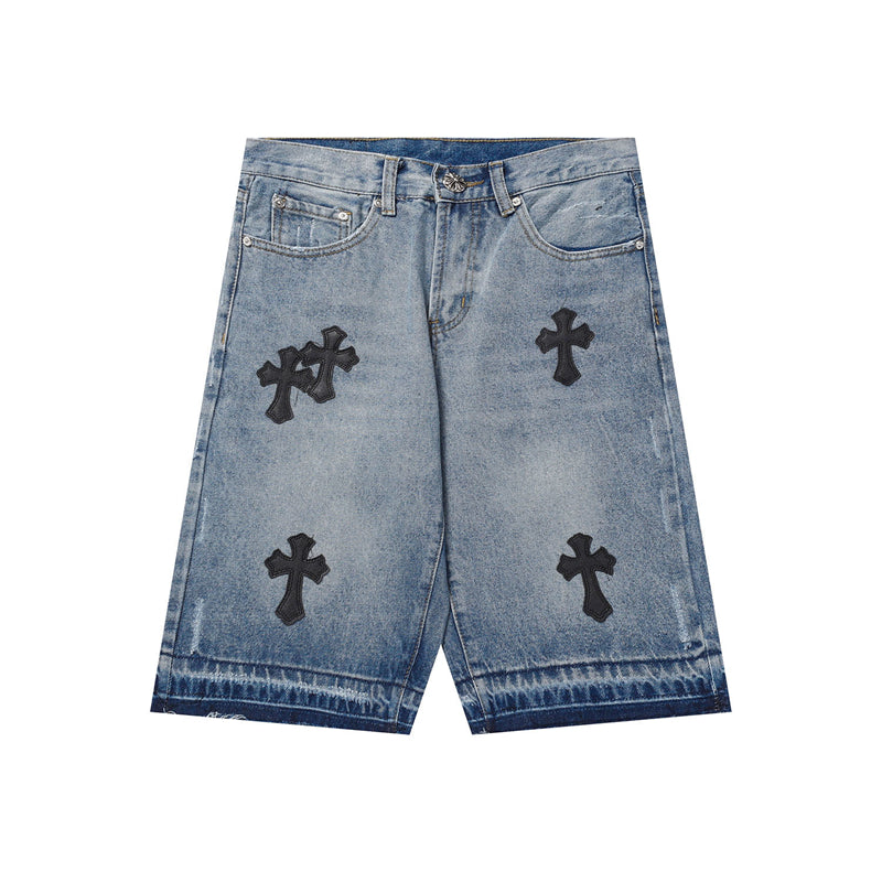 Chrome Hearts Distressed Denim Jeans | Stretch Tapered Fit