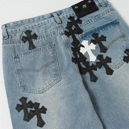 Chrome Hearts Distressed Denim Jeans | Stretch Tapered Fit