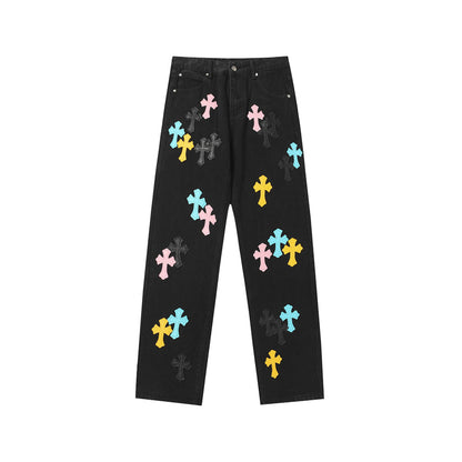 Chrome Hearts Distressed Denim Jeans | Stretch Tapered Fit