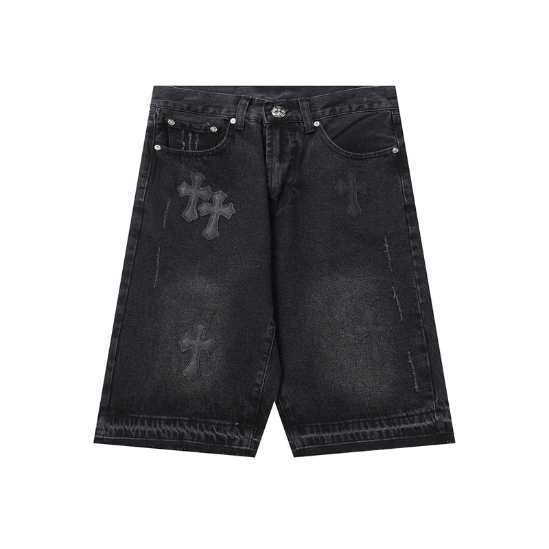 Chrome Hearts Distressed Denim Jeans | Stretch Tapered Fit