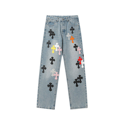 Chrome Hearts Distressed Denim Jeans | Stretch Tapered Fit