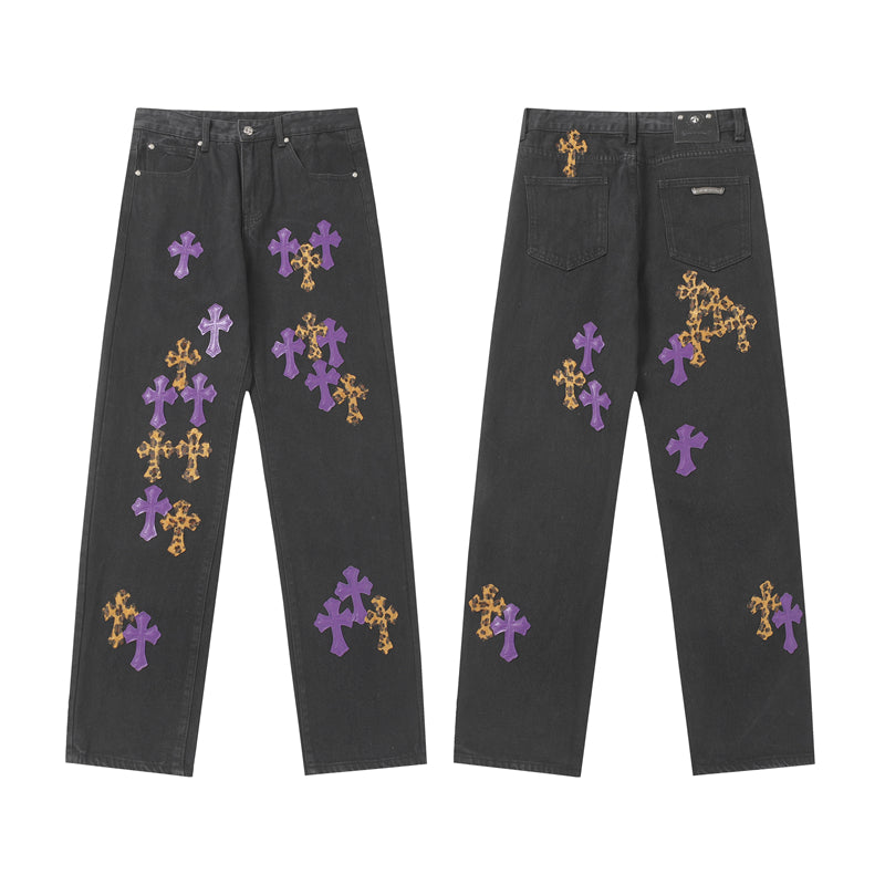 Chrome Hearts Distressed Denim Jeans | Stretch Tapered Fit