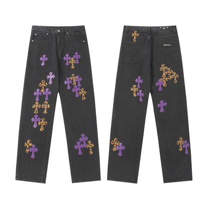 Chrome Hearts Distressed Denim Jeans | Stretch Tapered Fit