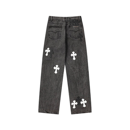 Chrome Hearts Distressed Denim Jeans | Stretch Tapered Fit