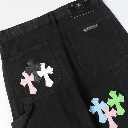 Chrome Hearts Distressed Denim Jeans | Stretch Tapered Fit