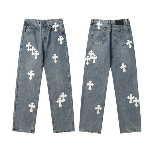 Chrome Hearts Distressed Denim Jeans | Stretch Tapered Fit