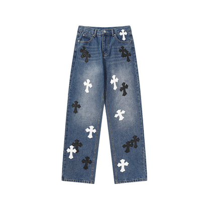 Chrome Hearts Distressed Denim Jeans | Stretch Tapered Fit