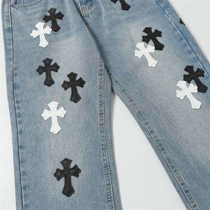 Chrome Hearts Distressed Denim Jeans | Stretch Tapered Fit